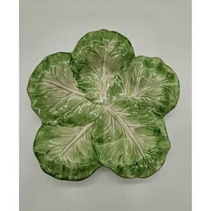 Fitz & Floyd Cabbage Leaf Plate Green Ironstone Vintage Japan 8 Inch Salad Dish